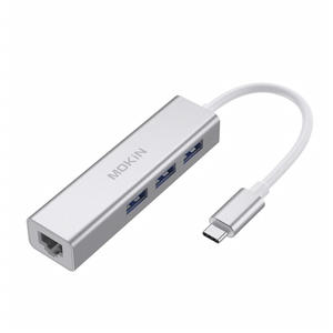 USB C To 3 USB+Ethernet-Silver
