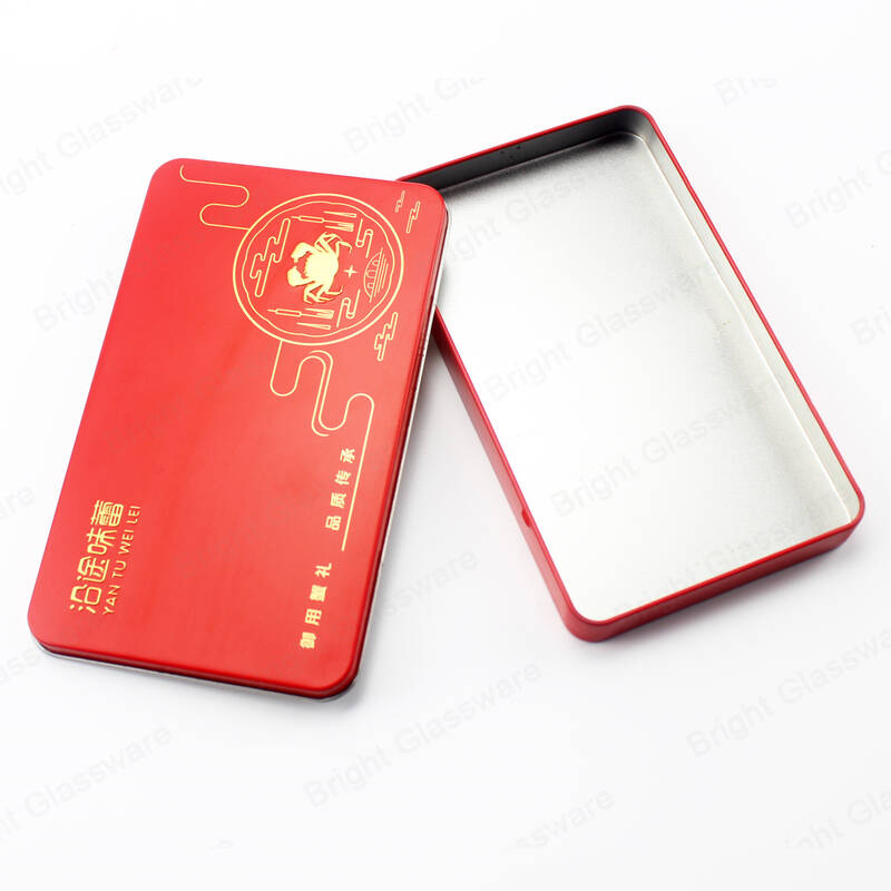 Style chinois rouge impression boîte de thé étain en métal rectangle café boîte de stockage emballage boîtes cadeaux