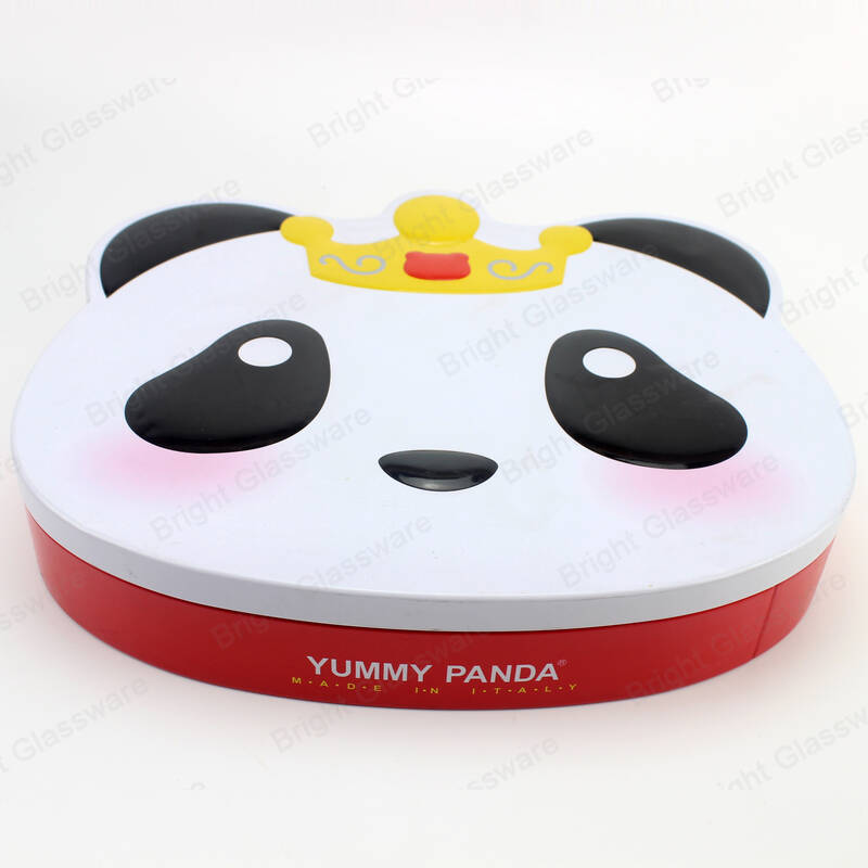 Les enfants préfèrent Mignon dessin animé Panda tête forme métal boîte en fer blanc pour biscuits stockage alimentaire Candy boîte de conserve