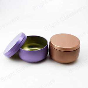 Fancy Rose Gold Purple Tin Box Scented Wax Tin Candles Container para uso en eventos