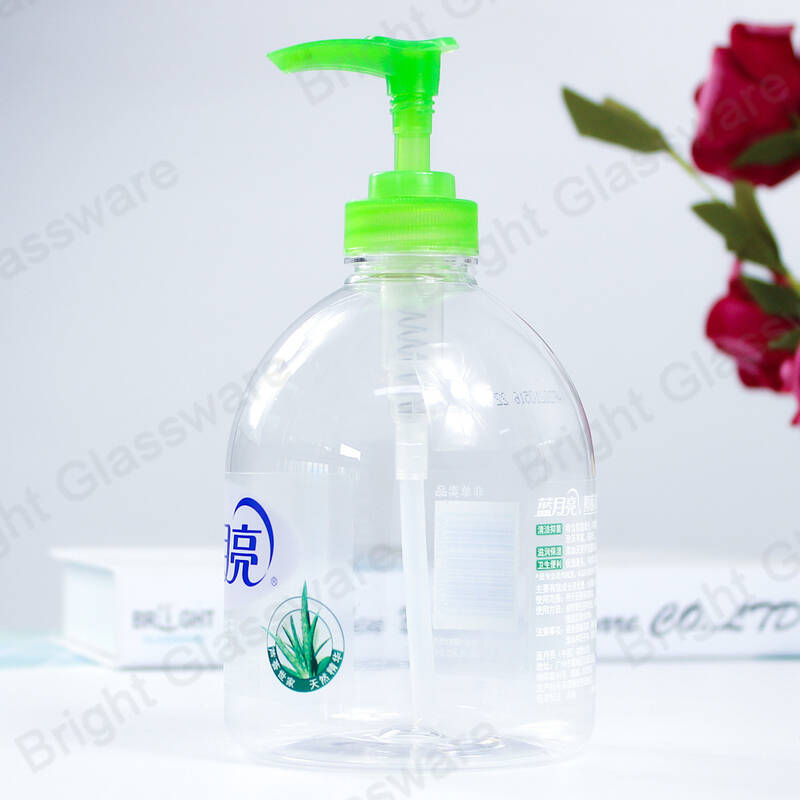 زجاجة غسيل يدوية بلاستيكية شفافة فارغة 500 مل مع مضخة في المخزون