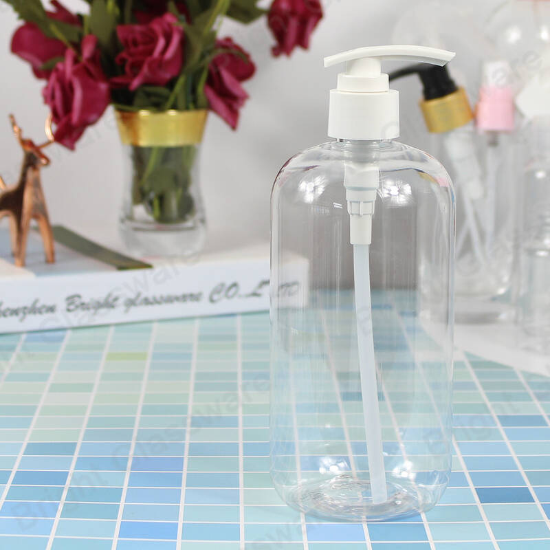 زجاجة شامبو بلاستيكية شفافة للحيوانات الأليفة 500 مل مع مضخة محلول