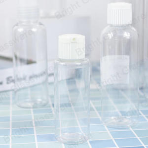 Botella de plástico cosmético transparente de 100 ml con tapa superior de disco fild prensa para champú aceite esencial para el cuidado de la piel