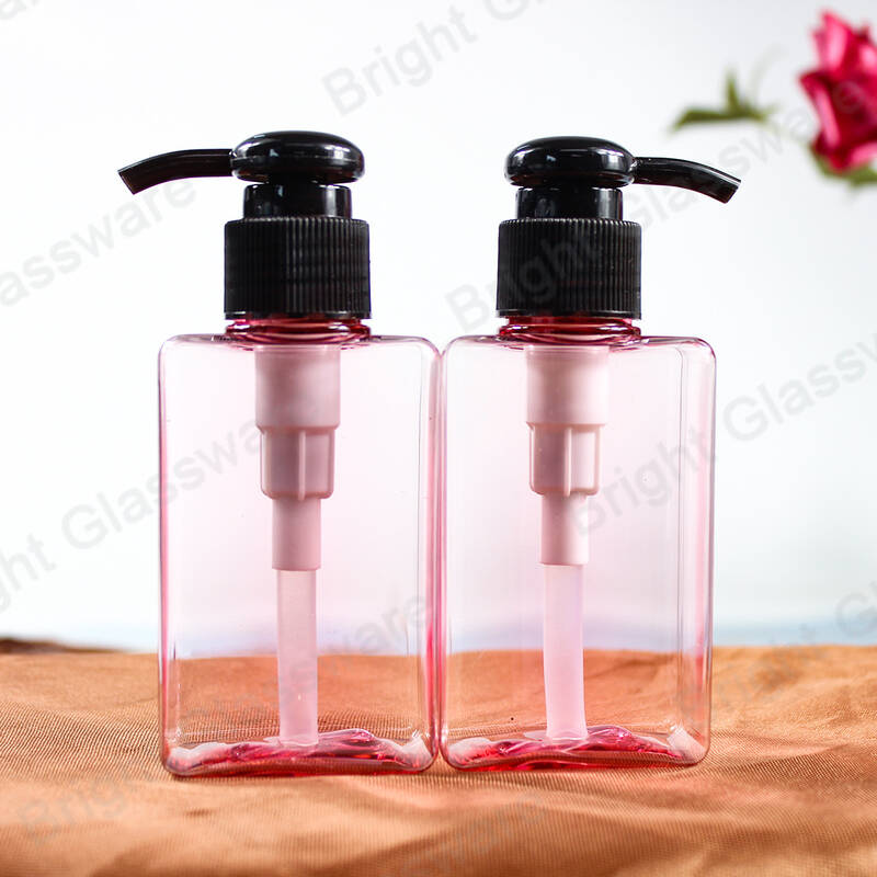 Botella desinfectante de plástico rosa botella de desinfectante de manos de 100 ml con bomba de loción