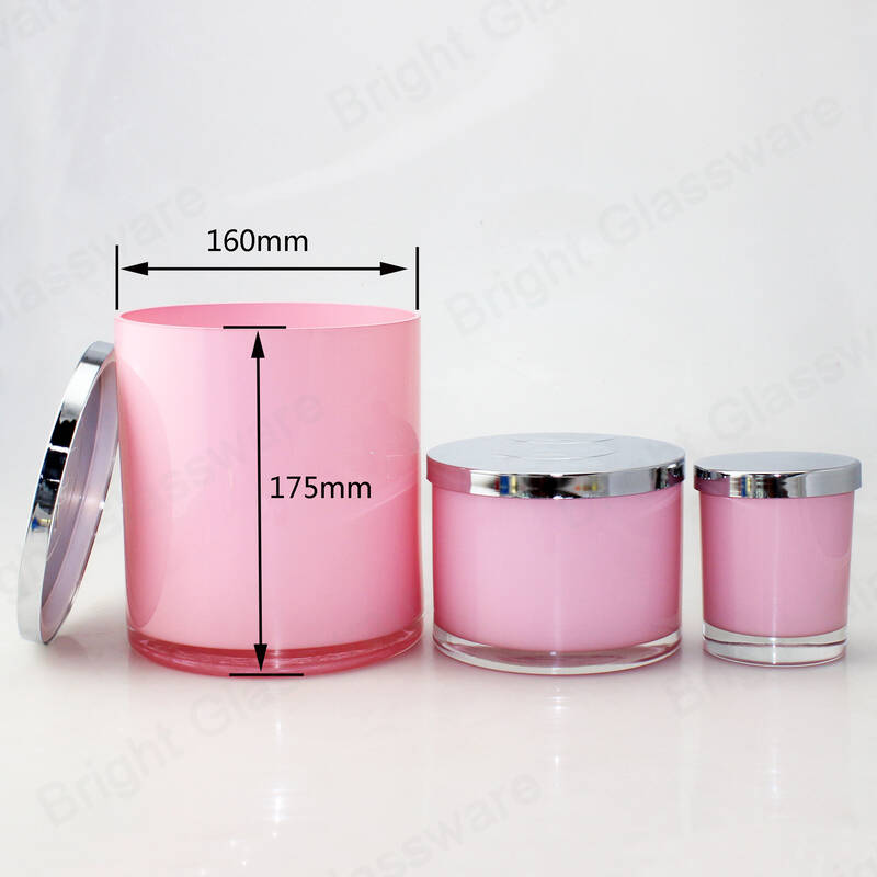 2550ml 1000ml 300ml bougie rose bocal en verre récipient avec couvercle or / argent pour la fabrication de bougies