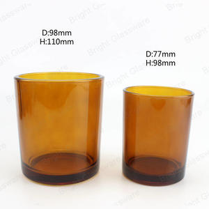 Custom 16oz 9oz rociado Translucence Brown Amber Glass Candle Jar