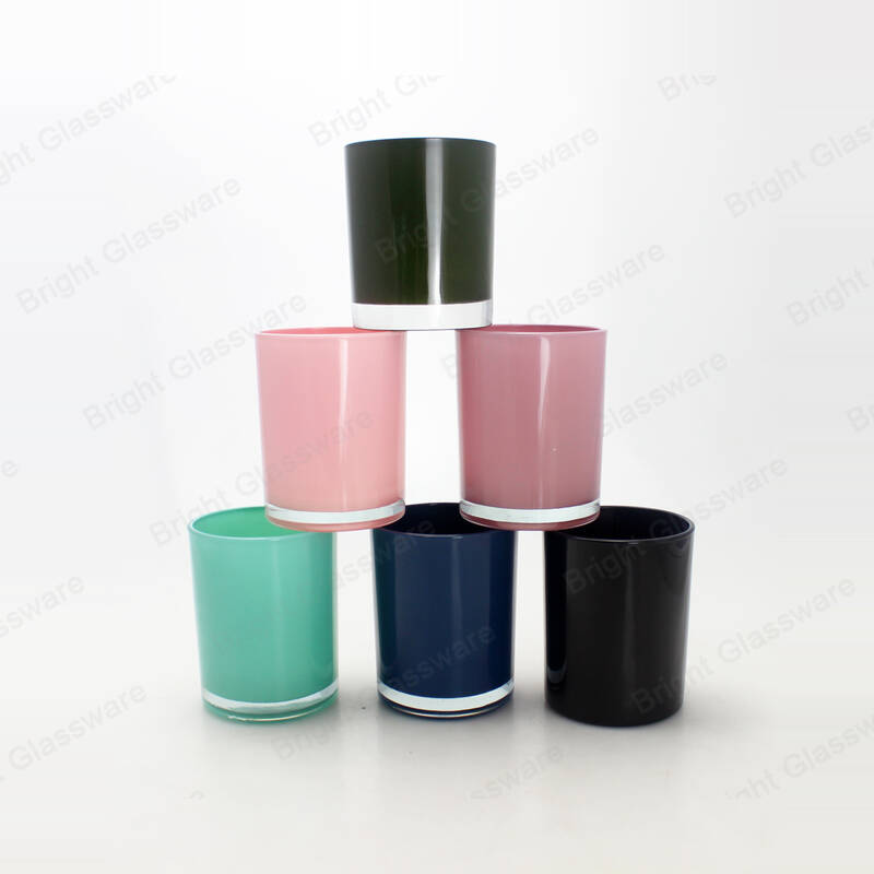 Vaso de vidrio de vela multicolor de decoración de bodas, candelabro de vidrio colorido impreso