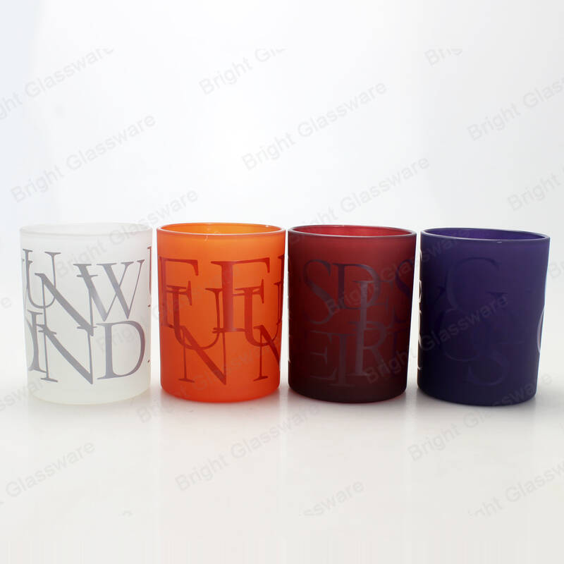 Múltiples colores candelabros frascos de vidrio esmerilado para velas con logotipo personalizado
