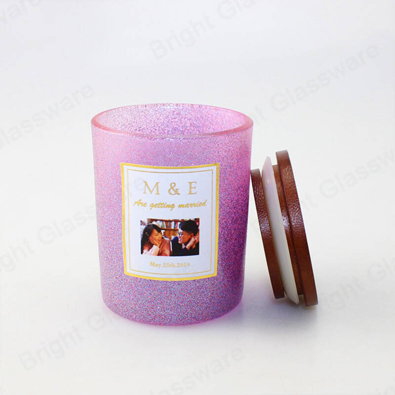 Único color púrpura spray vacío frasco de vela vasos de vidrio vela con tapa
