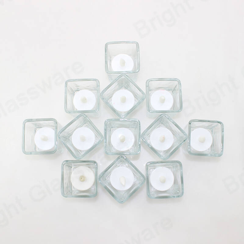 Bougies parfumées en cristal clair moderne Bougies votives en verre carré Contenants pour mariage