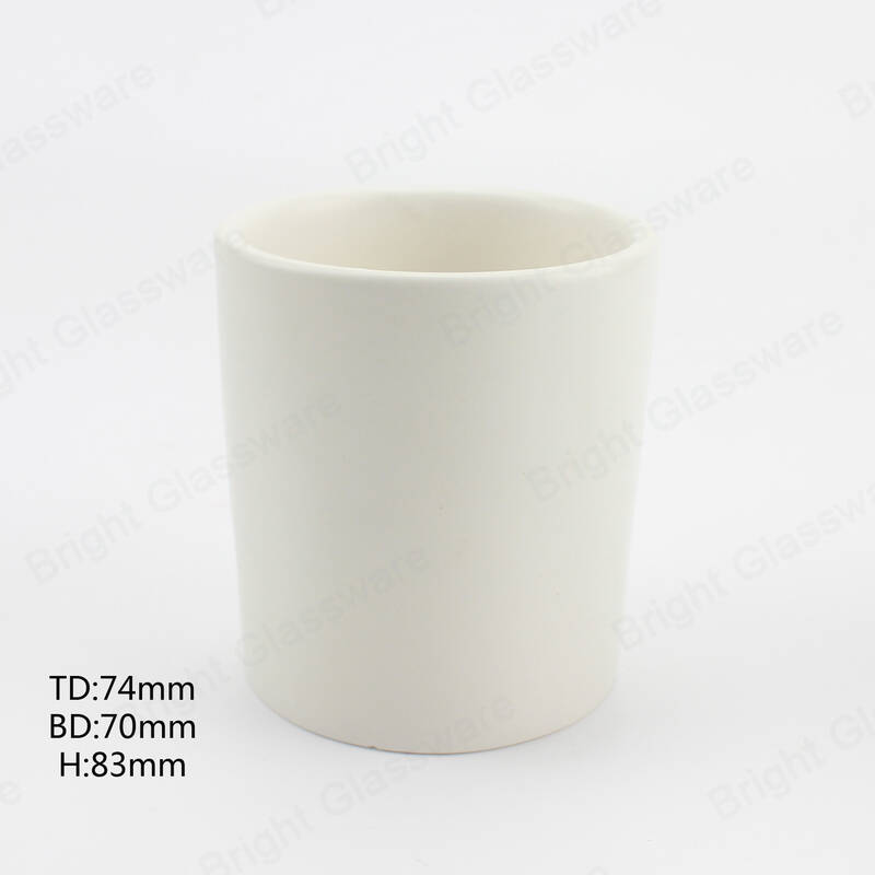 Popular Empty Pure White Ceramic Candle Jar Candle Holder para decoración del hogar