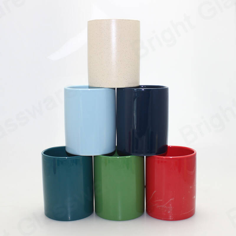 Promoción superior colorido recipiente de jarra de vela de cerámica vacía para decoración navideña
