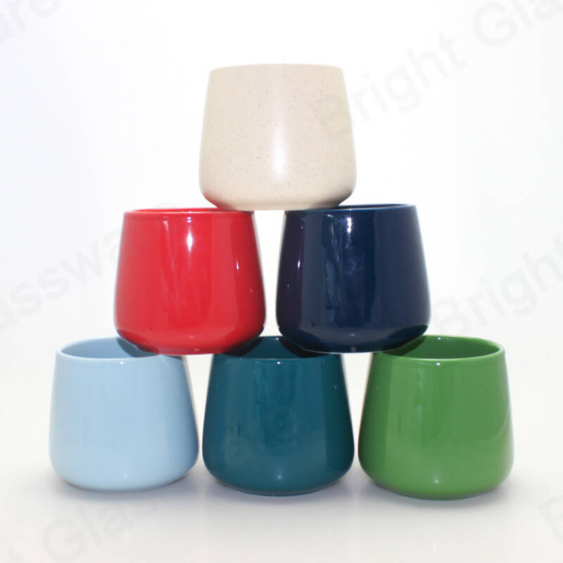 Mode Salon Décoration Récipient en porcelaine Coloré Céramique Glacé Bougie Pots en gros