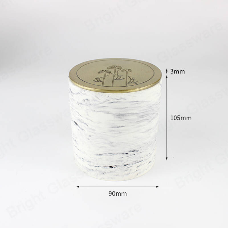 厚い壁および亜鉛合金が付いている大理石の効果の防水セメントの蝋燭の容器