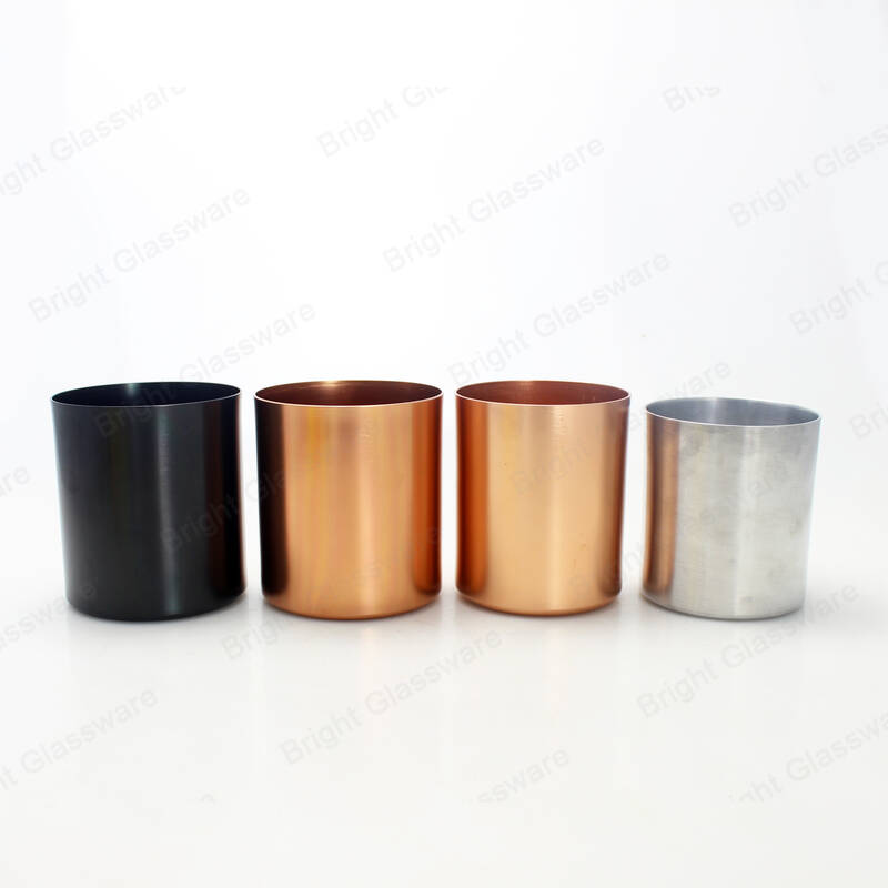 Alta calidad ecológica Negro Oro rosa cilindro de aluminio metal vela jarra / titular