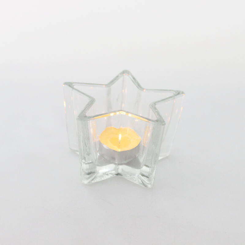 Titular de vela de luz de té en forma de estrella de vidrio transparente para decoración / recuerdo de bodas