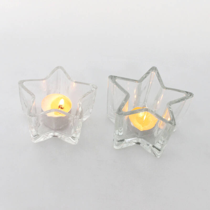 Titular de vela de luz de té decorativa de vidrio de Navidad en forma de estrella