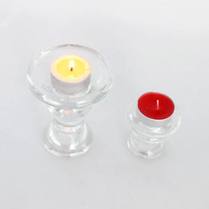 Diseño exquisito Cristal claro alto tallo largo Tea Light Candle Holders para la decoración del hogar