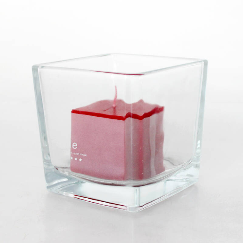 Fábrica al por mayor 560 ml Contenedor de velas transparente cuadrado de vidrio frascos de velas para la decoración del hogar
