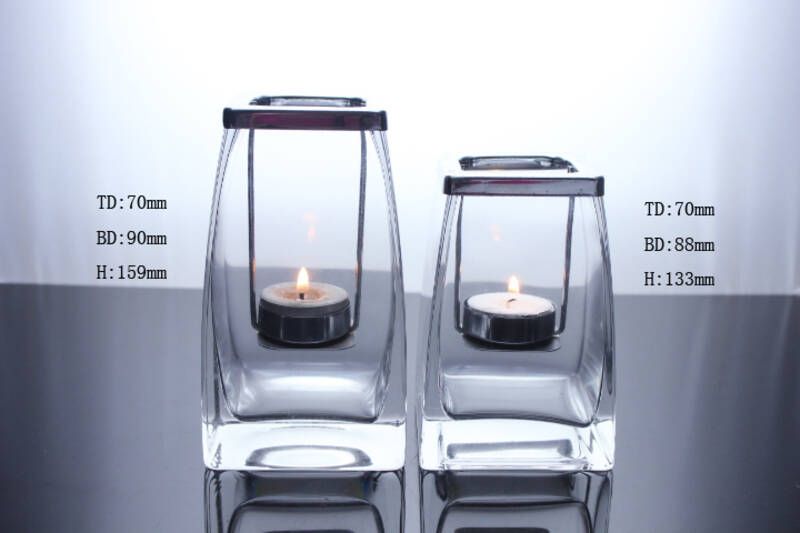 Cubo claro Candle Jar Square Tealight Holder para bodas, fiestas y decoración del hogar