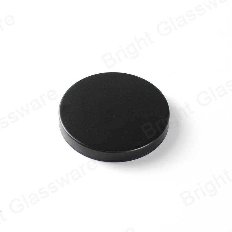 الصين الصانع 78mm غطاء معدني حديدي لشمعة جرة ماتي أسود أغطية شمعة معدنية مع حلقة سيليكون