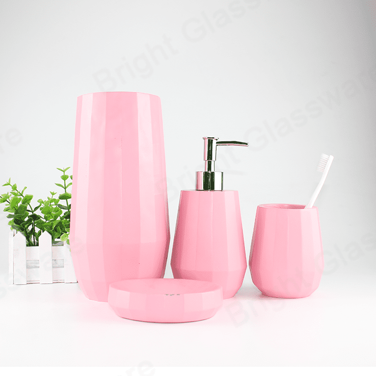 Экологически чистые серо-розовые бетонные красочные аксессуары для ванной комнаты для дома или отеля