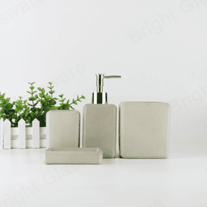 4-Piece Bath Aaccessory Set Porte-brosse à dents en béton, gobelet, savon vaisselle ciment distributeur de savon avec pompe à vendre