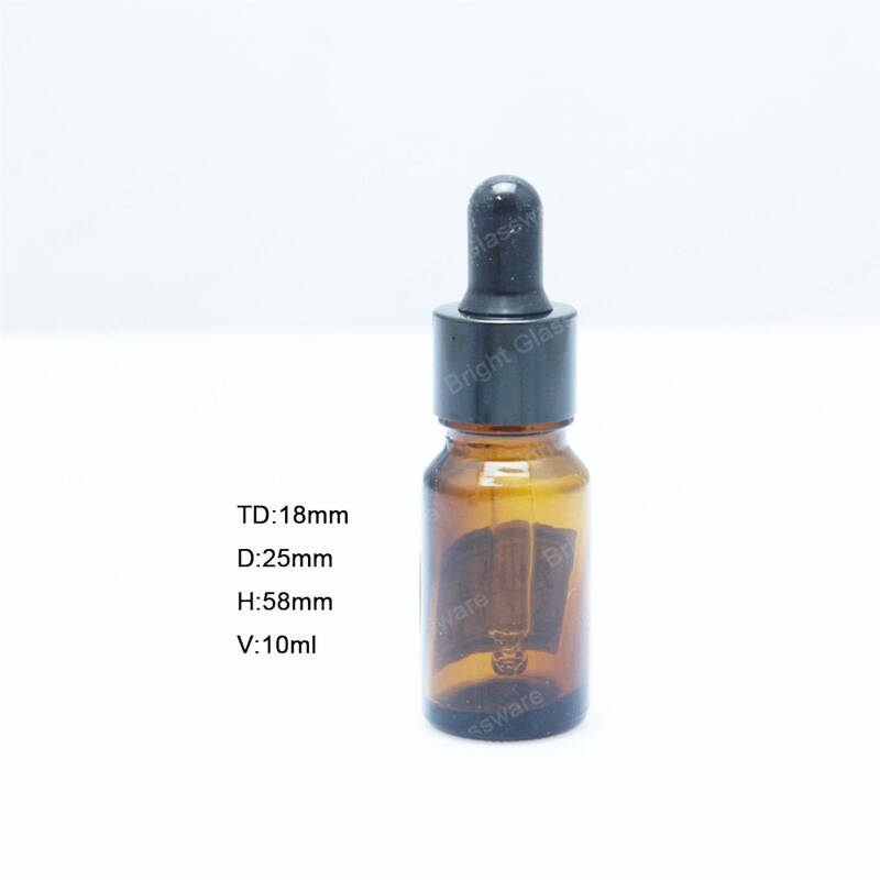 Boston Round Oil Essential Aromatherapy Perfume Container Liquid Pipeette Bottle 10ml Amber Dropper Bottles