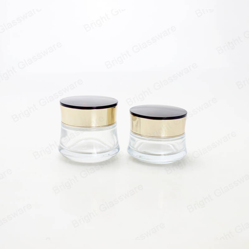 Lujo vacío de vidrio transparente frascos cosméticos crema frascos con tapón de rosca para la venta