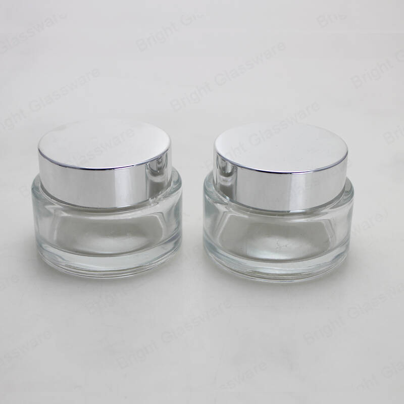 Clear 120ml vide Facial Skin Cosmetic Containers Glass Jar For Face Cream