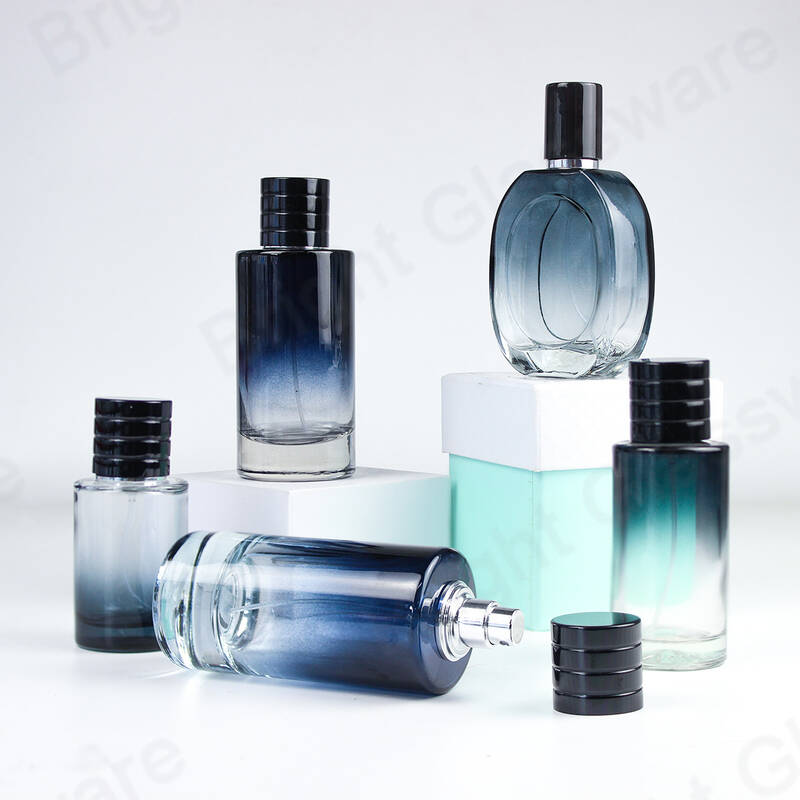 Atomiseur vide haut de gamme en forme de cylindre flacons de parfum Set Flacon de parfum en verre avec bouchon magnétique noir