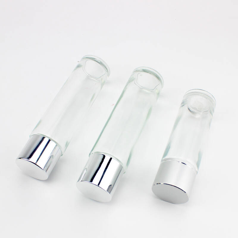 100ml 150ml botella de loción de vidrio transparente vacía con tapa de plata para el cuidado de la piel cosmética
