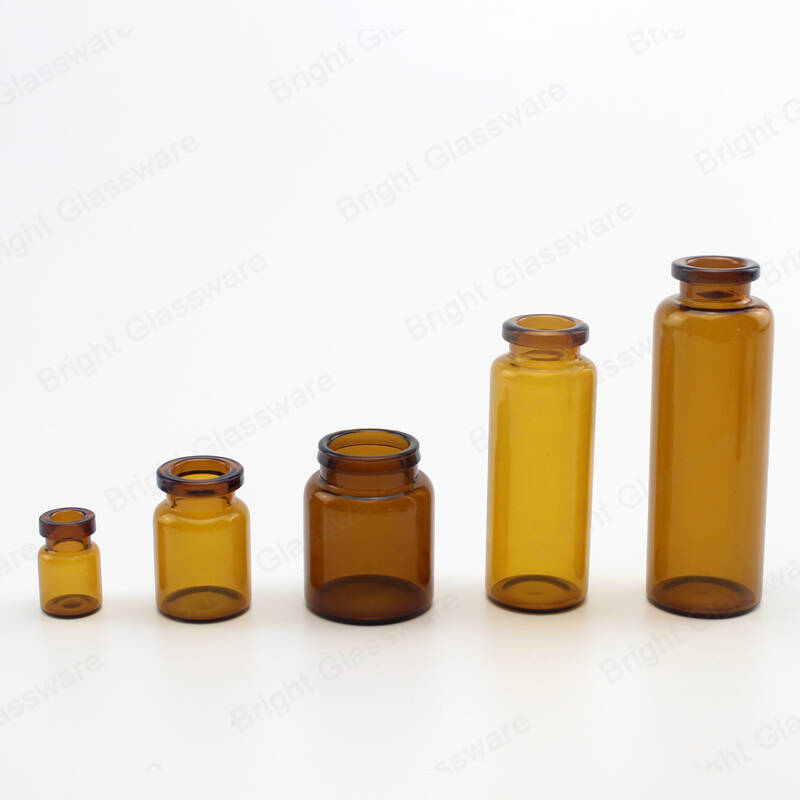 Mini Amber Clear Medecine Bottles Viales de vidrio farmacéutico con tapón de goma