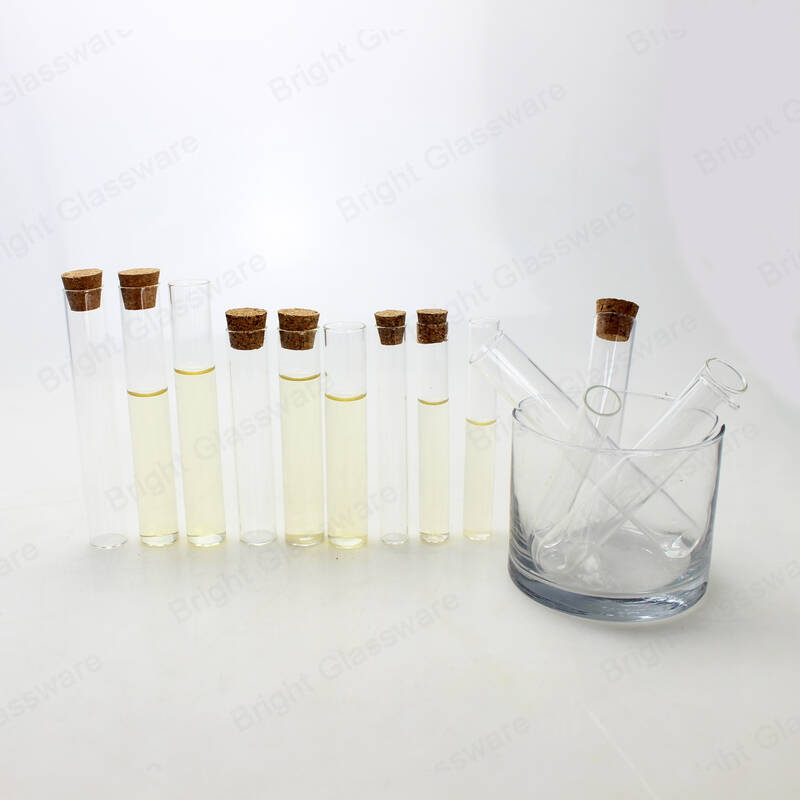 Venta a granel de tubos de ensayo de vidrio transparente de fondo plano de borosilicato de laboratorio escolar con tapa de corcho de madera