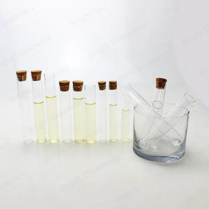 Venta a granel de borosilicato de laboratorio escolar de fondo plano tubos de ensayo de vidrio transparente con tapa de corcho de madera