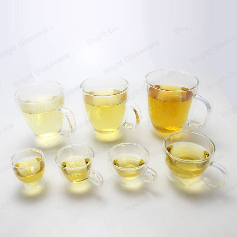 Выдувной хрусталь с двойными стенками из стекла для горячих напитков / чая / воды Кружка с высоким боросиликатным стеклом Кофейная чашка