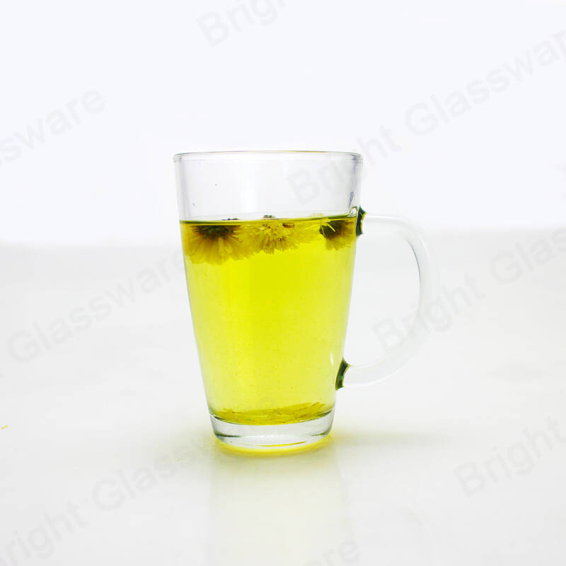 Transparente de pared única bebiendo vidrio reutilizable café leche taza de té de vidrio con asa