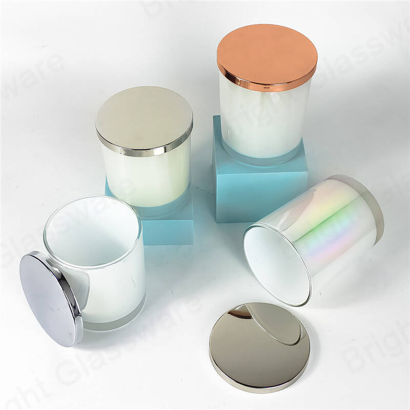 Nouveau design Récipients à bougies en verre coloré avec couvercles à vendre