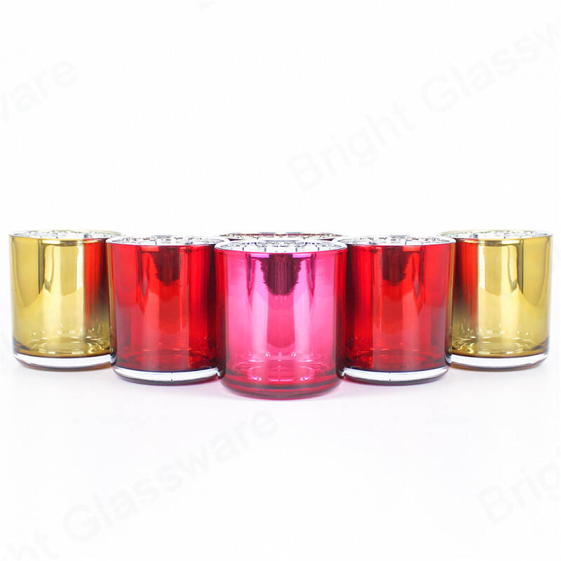 Роскошные красочные стеклянные контейнеры для свечей с гальваническим покрытием для изготовления свечей