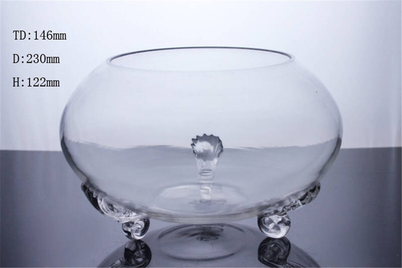 Vente en gros vase à boule transparente bol à poissons en verre avec pieds