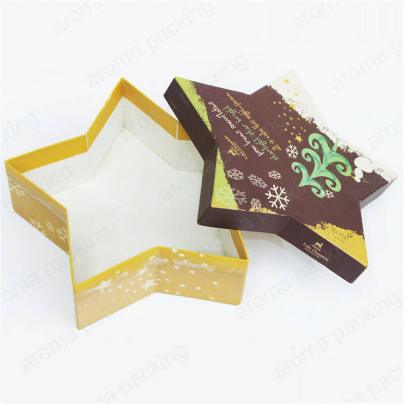 Boîte d’emballage de chocolat imprimée en forme d’étoile / de noël personnalisée, boîtes de bonbons / biscuits Emballage pour Noël / Saint-Valentin