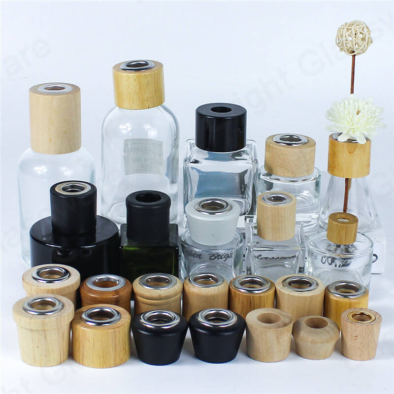 Китайская фабрика Натуральный деревянный колпачок тростниковый диффузор для домашнего парфюмерии стеклянный флакон