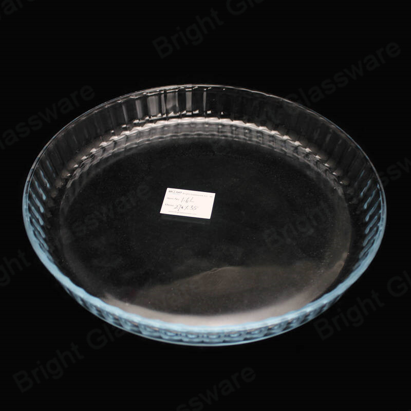 Horno de microondas de 1.6L seguro Bakeware de vidrio de borosilicato alto conjunto de pan de vidrio redondo para hornear