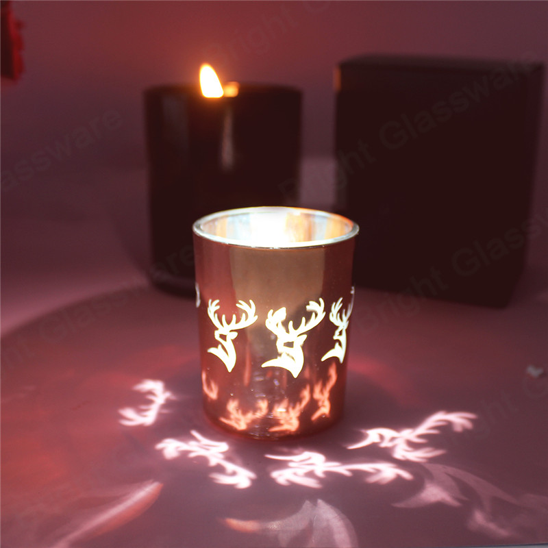 Recipiente de vela de vidrio personalizado Vasos de velas navideñas con logotipo láser