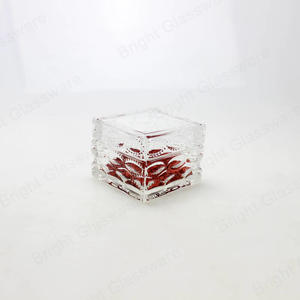 Petit pot de bonbons en verre carré transparent en cristal avec couvercle en verre