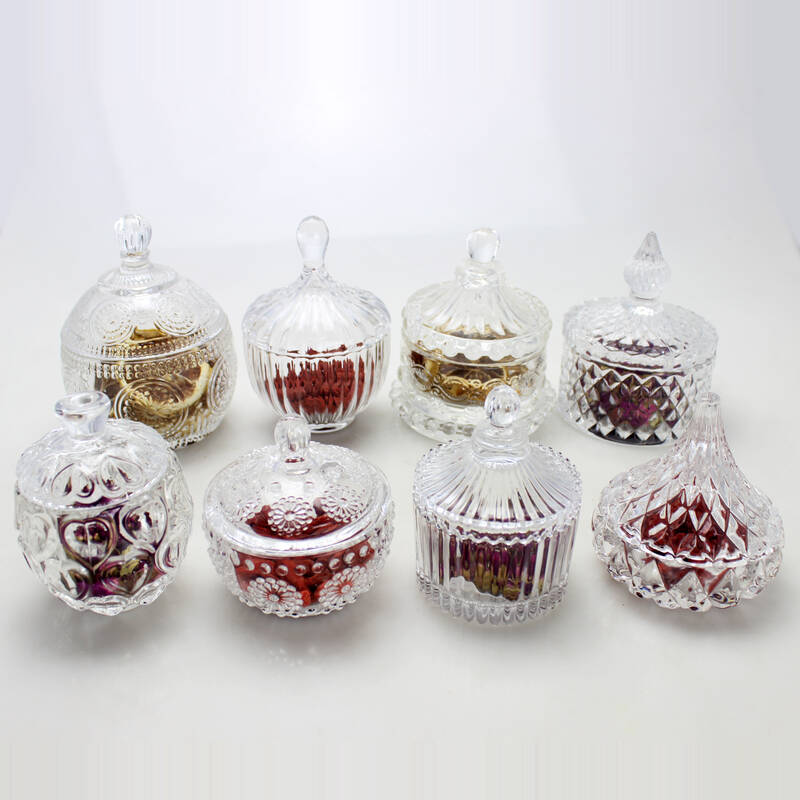 مصغرة واضحة حلوى الجرار مجموعة وعاء الحلوى الزجاجية مع غطاء لديكور عيد الميلاد