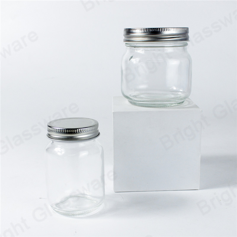 250ml 120ml frascos de conservas de vidrio transparente de boca ancha con tapas de astilla para el almacenamiento de alimentos mermelada jalea