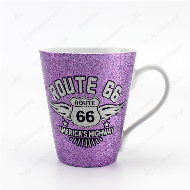あなたのロゴを印刷する安い250ml紫色のカフェコーヒーカップセラミックマグ