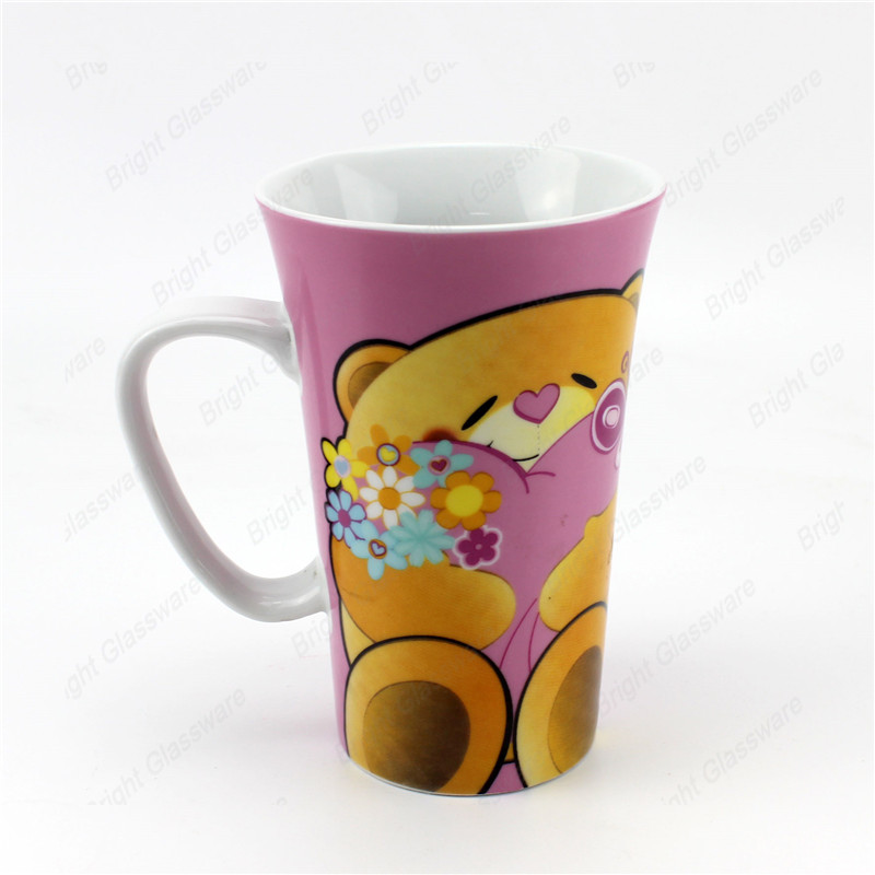 Logotipo de impresión personalizado al por mayor taza de café taza de cerámica navideña con asa