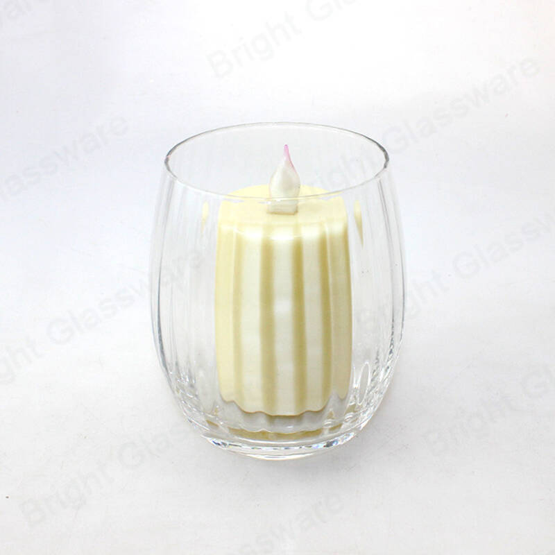 Текстурированная отделка Прозрачный чай Свет Выдувное стекло Стаканы для свечей